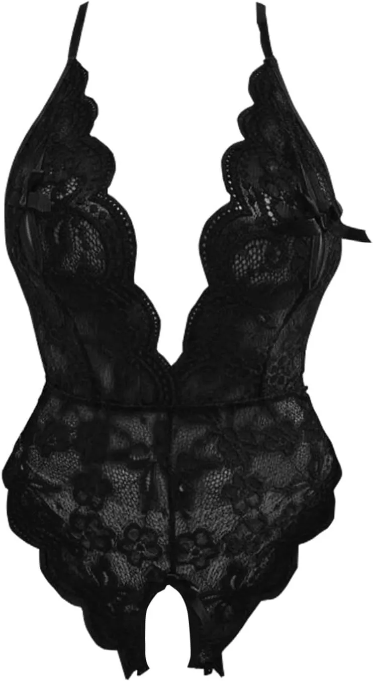 Lingerie for Women Lace Babydoll Chemise Bodycon Bow Tie Nightwear Sleepwear Dress Sexy Mesh Nightie
