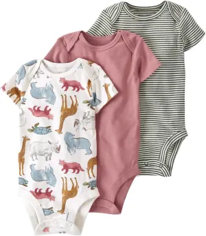 little planet by carter's Unisex 3-pack Short Sleeve Bodysuits Made With Organic Cotton