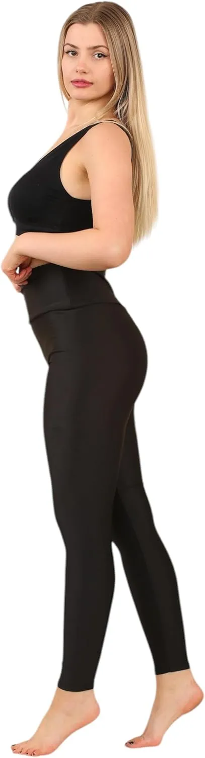 Loxdonz Women's Shiny Leggings High Waist Neon Leggings Disco Pants Yoga Sports Legging Tights