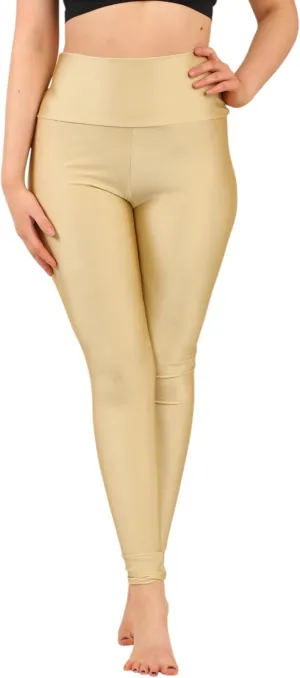 Loxdonz Women's Shiny Leggings High Waist Neon Leggings Disco Pants Yoga Sports Legging Tights