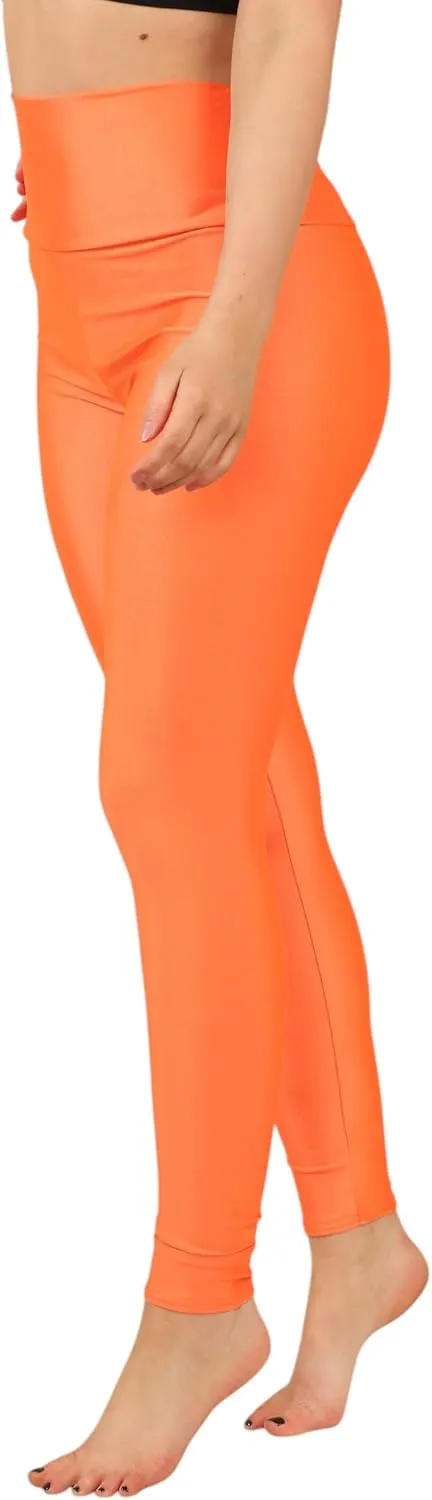 Loxdonz Women's Shiny Leggings High Waist Neon Leggings Disco Pants Yoga Sports Legging Tights
