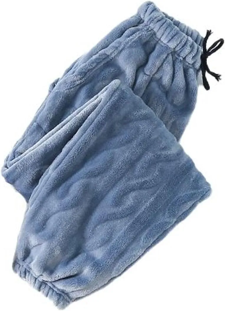 Lu's Chic Women's Long Plush Pajama Pants Baggy Fluffy Sweatpants Ankle Length Warm Loose Fit Trendy Casual Lounge Pants