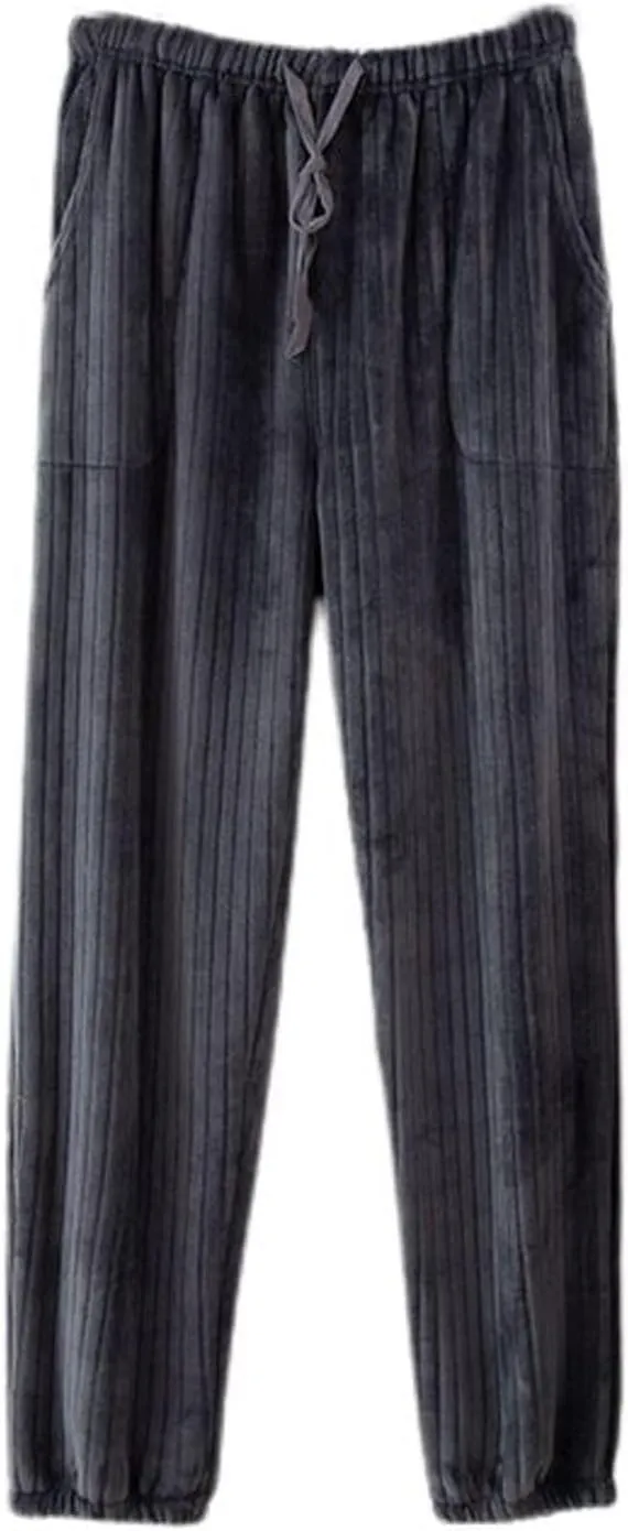 Lu's Chic Women's Plush Pajama Pants Soft Ribbed Fluffy Lounge Pants Comfy Warm Drawstring Loose Fit Pockets Loungewear