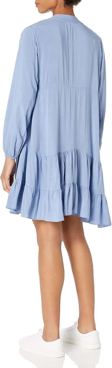 M Made in Italy Women's Long Sleeve Tiered Boho Midi Dress