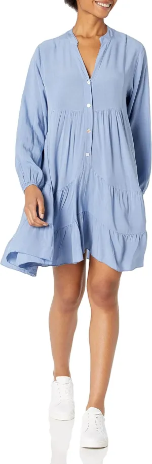 M Made in Italy Women's Long Sleeve Tiered Boho Midi Dress