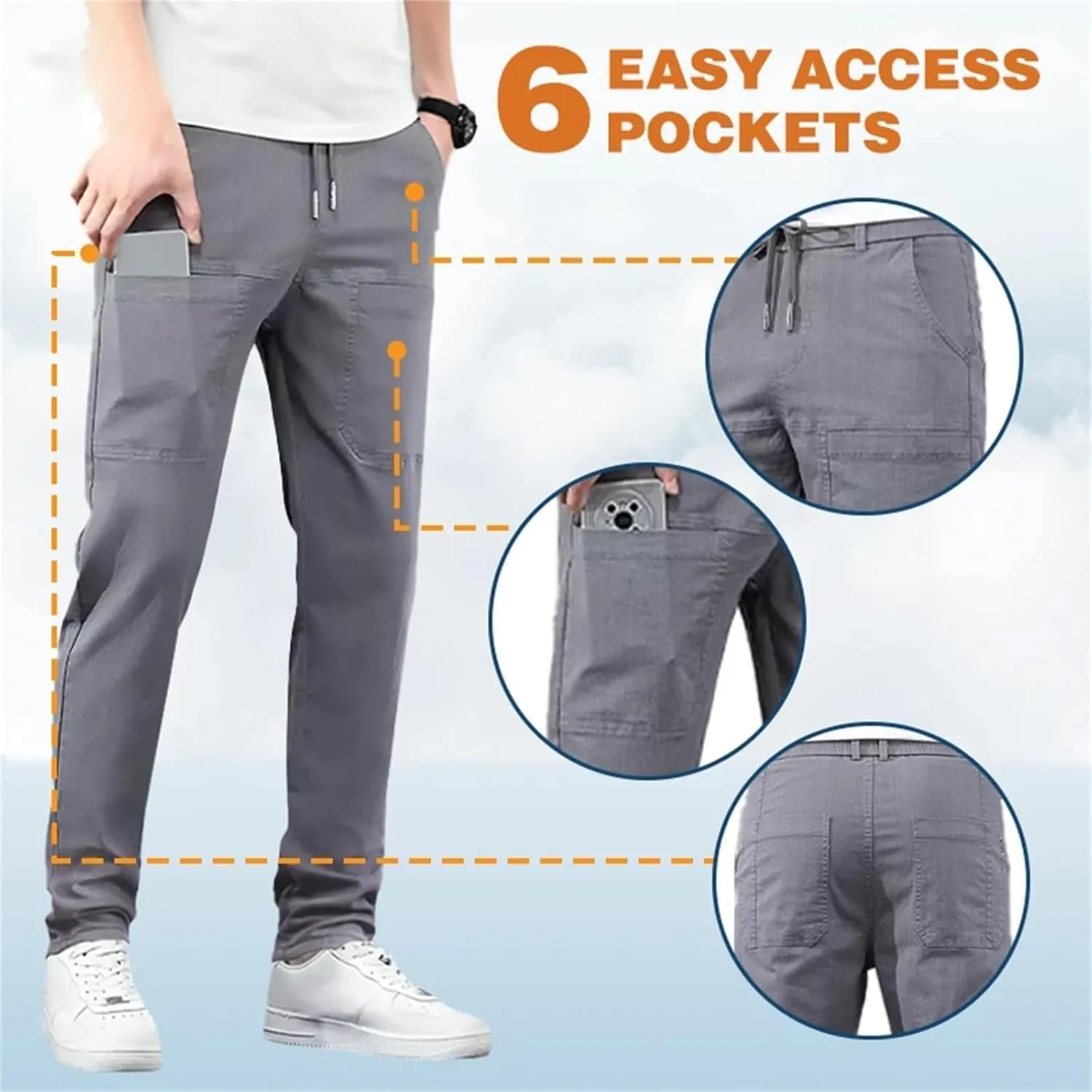 Manzera Stretch Cargo Pants,High Stretch Multi-Pocket Durable Cargo Pants,Casual Solid Color Straight Leg Pants