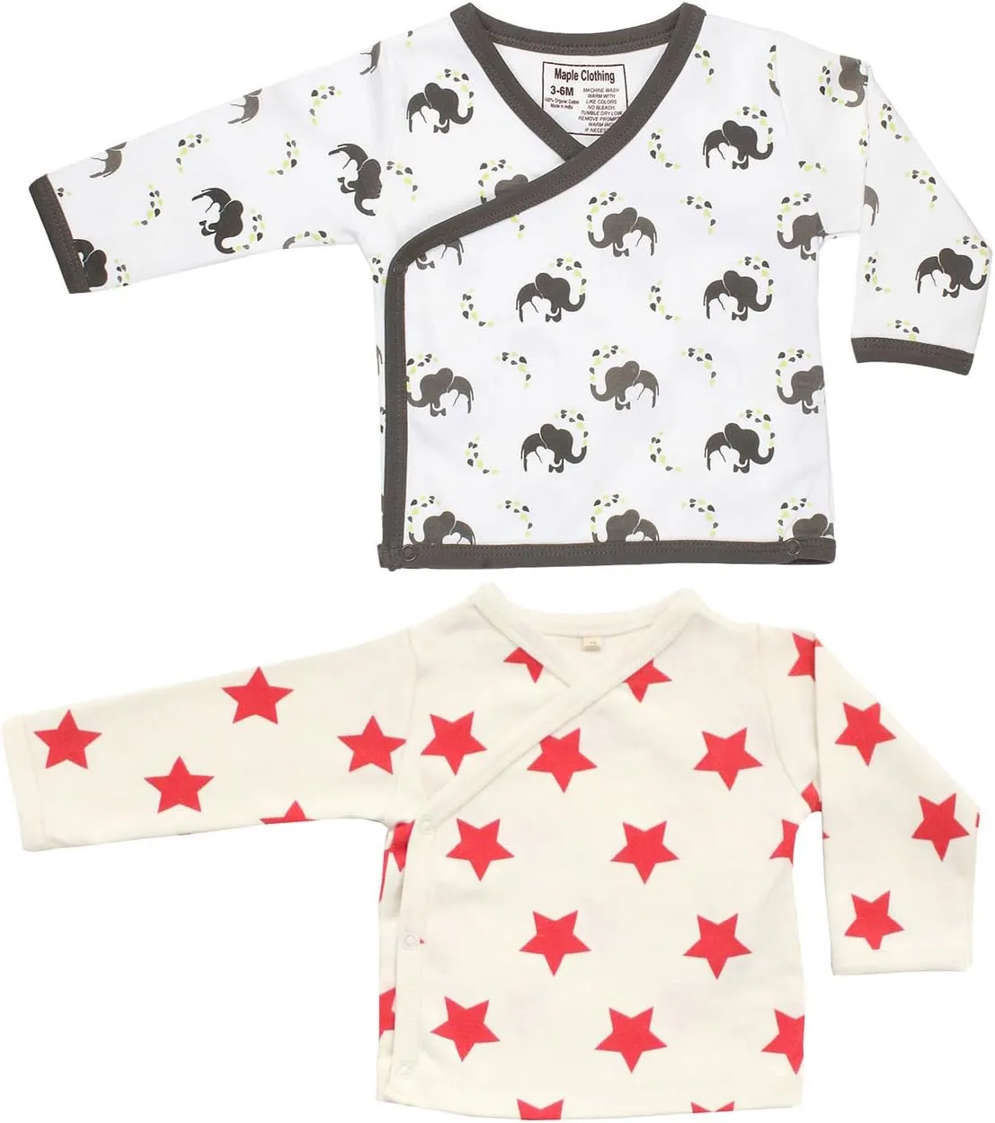 Maple Clothing Organic Cotton Baby Kimono Long Sleeve Bodysuit GOTS Certified