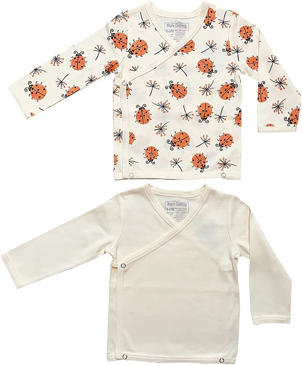 Maple Clothing Organic Cotton Baby Kimono Long Sleeve Bodysuit GOTS Certified