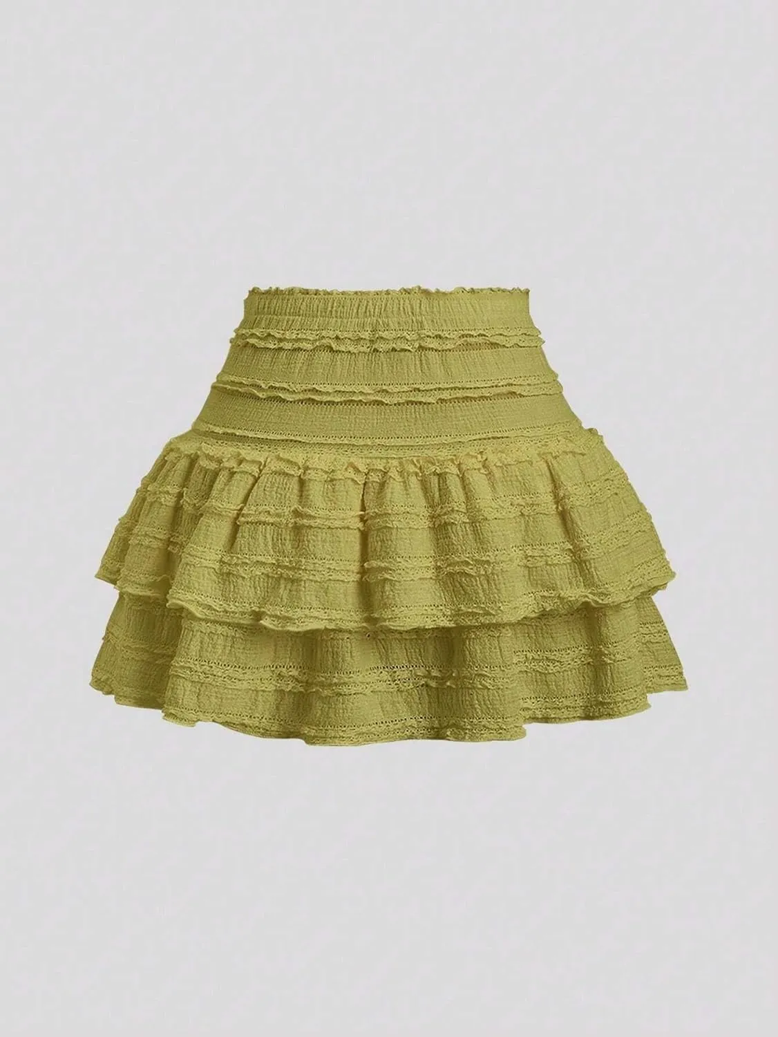 MARZXIN Mini Skirt for Women Color Textured Fabric Ruffle Trim Skirt Y2K Outfit Mini Short