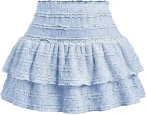 MARZXIN Mini Skirt for Women Color Textured Fabric Ruffle Trim Skirt Y2K Outfit Mini Short