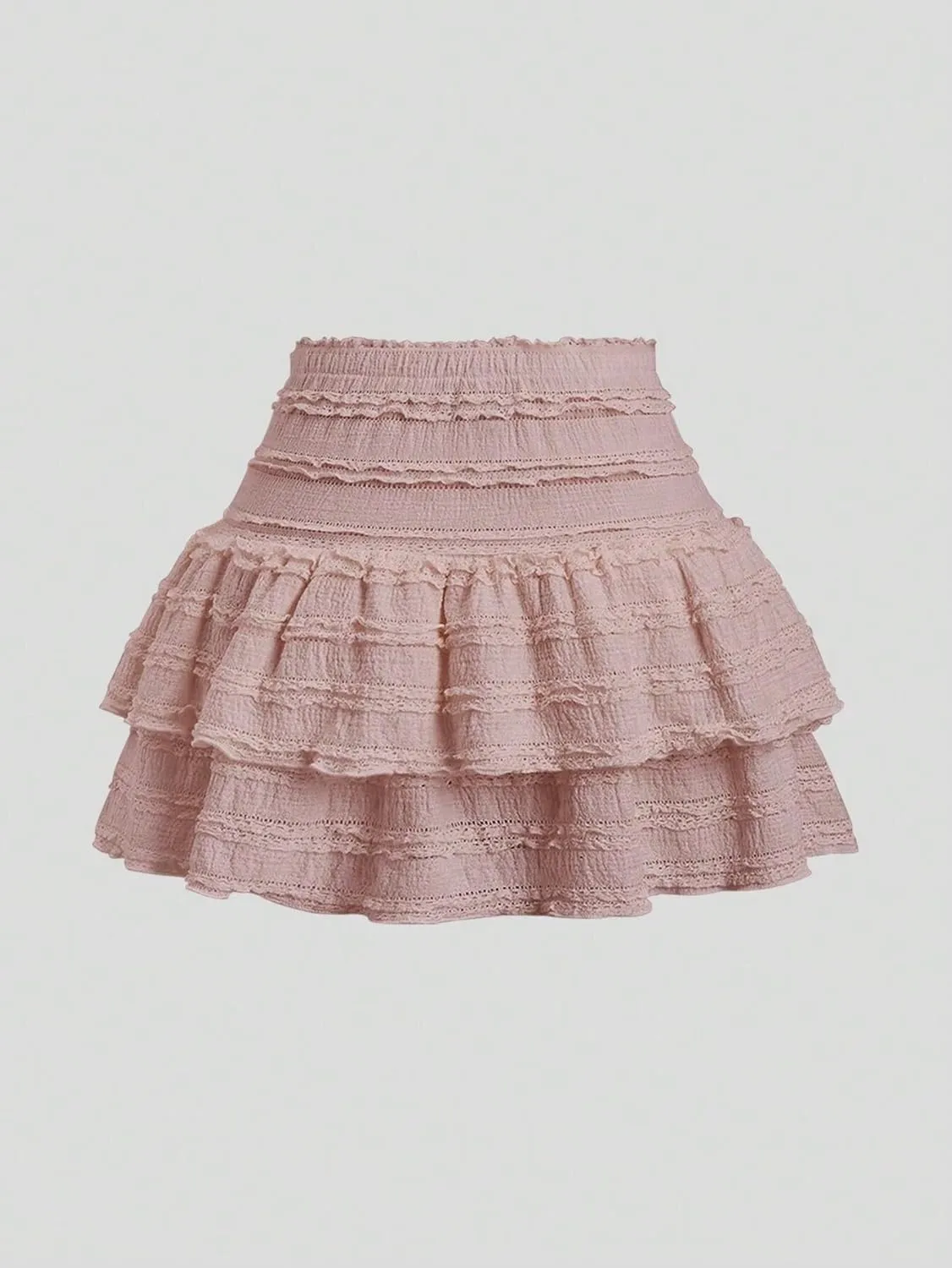 MARZXIN Mini Skirt for Women Color Textured Fabric Ruffle Trim Skirt Y2K Outfit Mini Short
