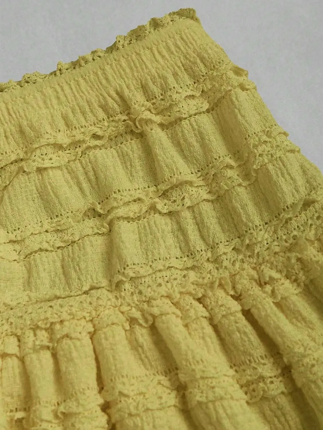 MARZXIN Mini Skirt for Women Color Textured Fabric Ruffle Trim Skirt Y2K Outfit Mini Short