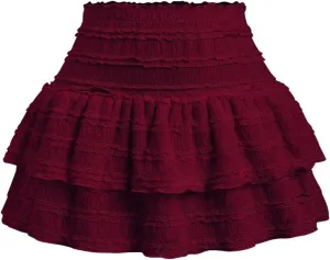 MARZXIN Mini Skirt for Women Color Textured Fabric Ruffle Trim Skirt Y2K Outfit Mini Short