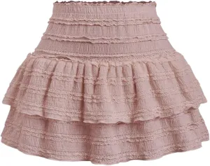 MARZXIN Mini Skirt for Women Color Textured Fabric Ruffle Trim Skirt Y2K Outfit Mini Short