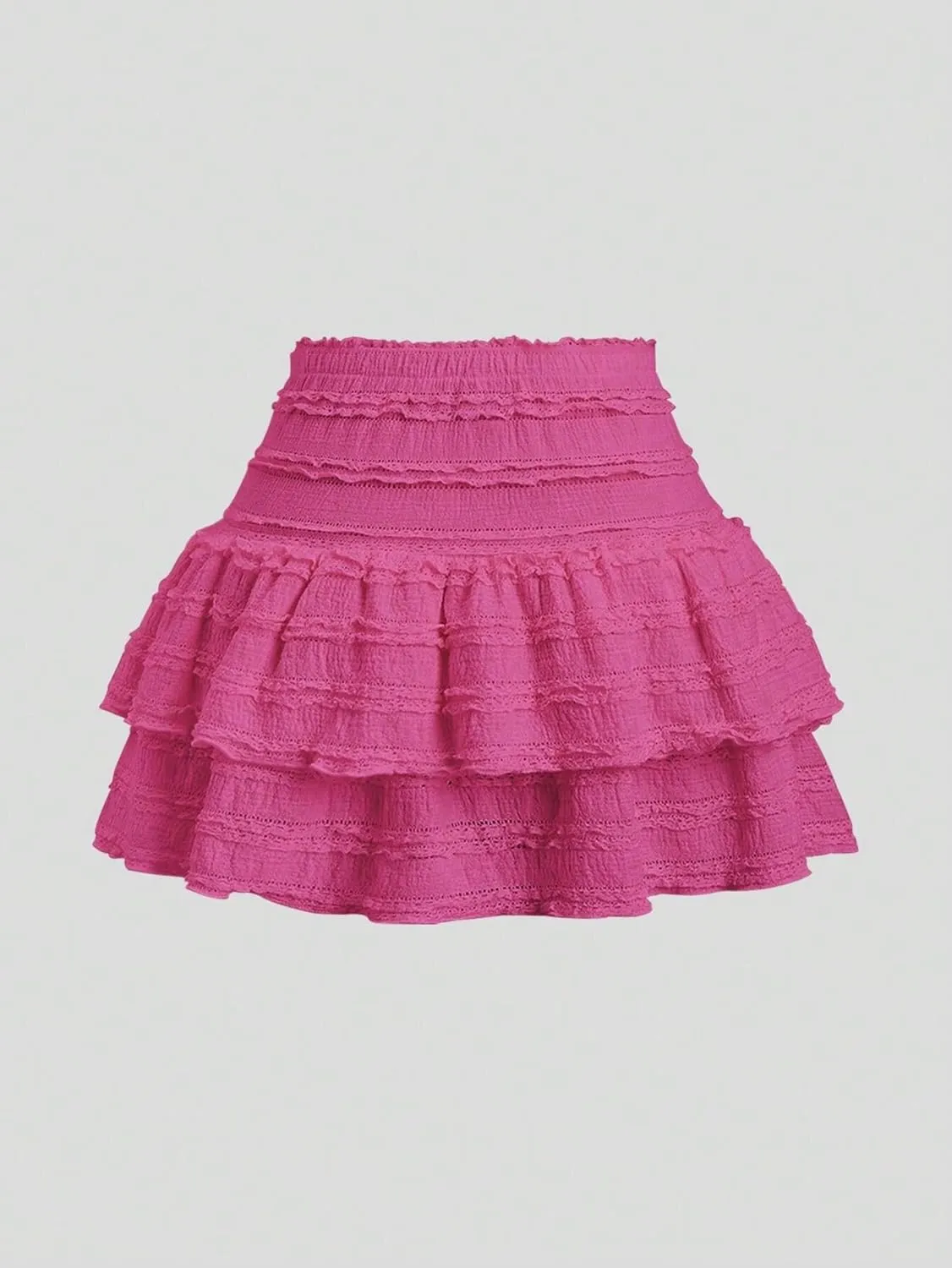 MARZXIN Mini Skirt for Women Color Textured Fabric Ruffle Trim Skirt Y2K Outfit Mini Short