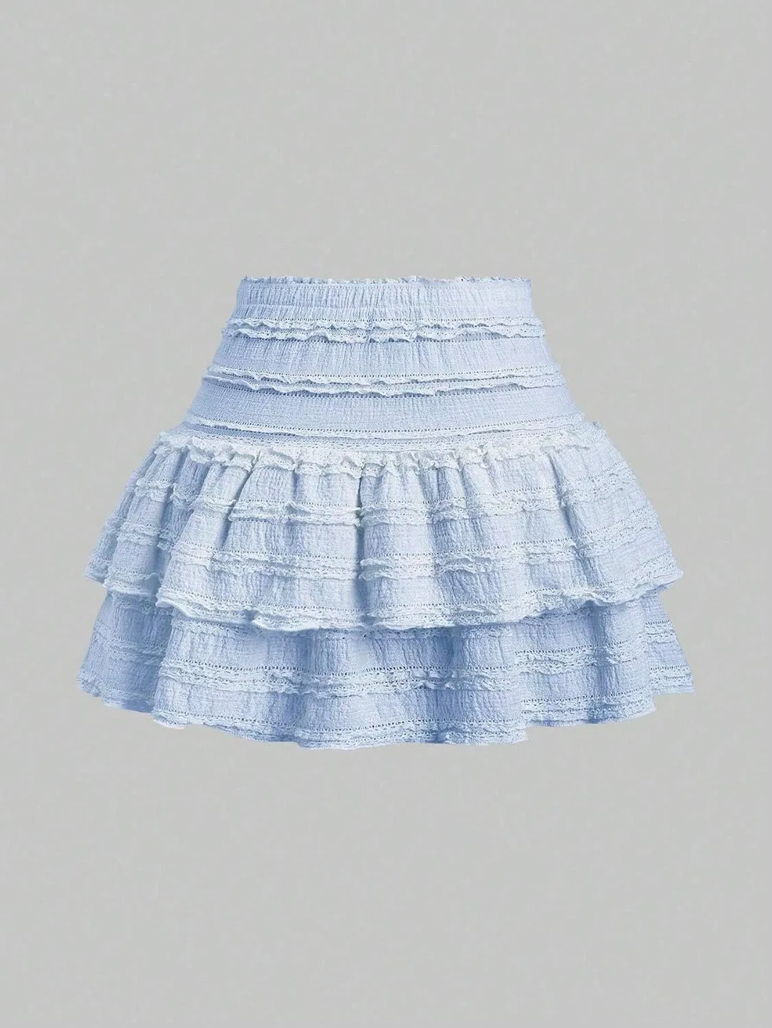 MARZXIN Mini Skirt for Women Color Textured Fabric Ruffle Trim Skirt Y2K Outfit Mini Short