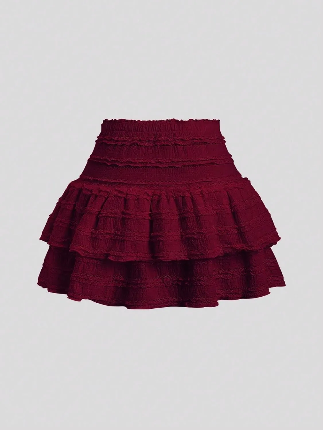 MARZXIN Mini Skirt for Women Color Textured Fabric Ruffle Trim Skirt Y2K Outfit Mini Short