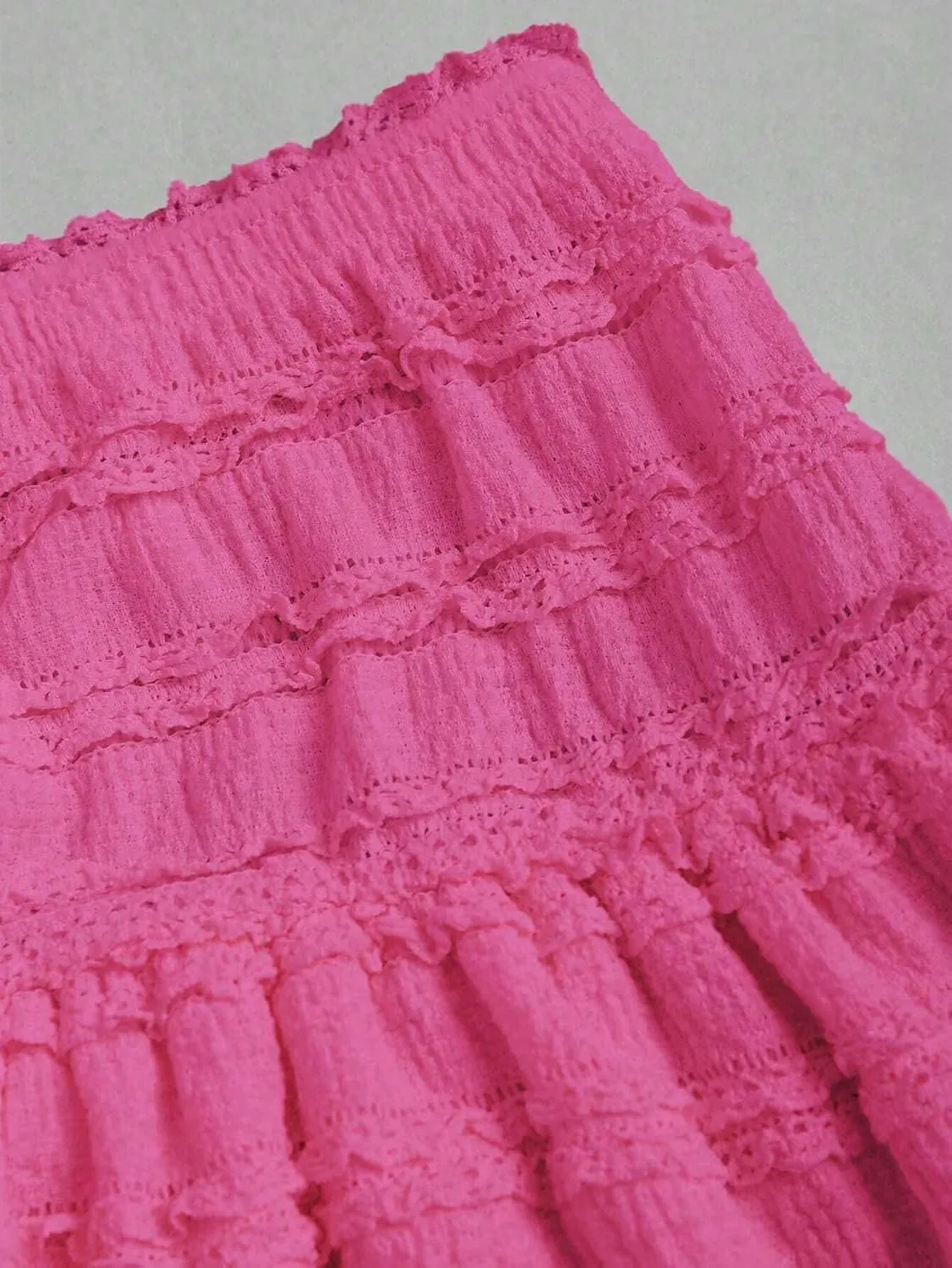 MARZXIN Mini Skirt for Women Color Textured Fabric Ruffle Trim Skirt Y2K Outfit Mini Short