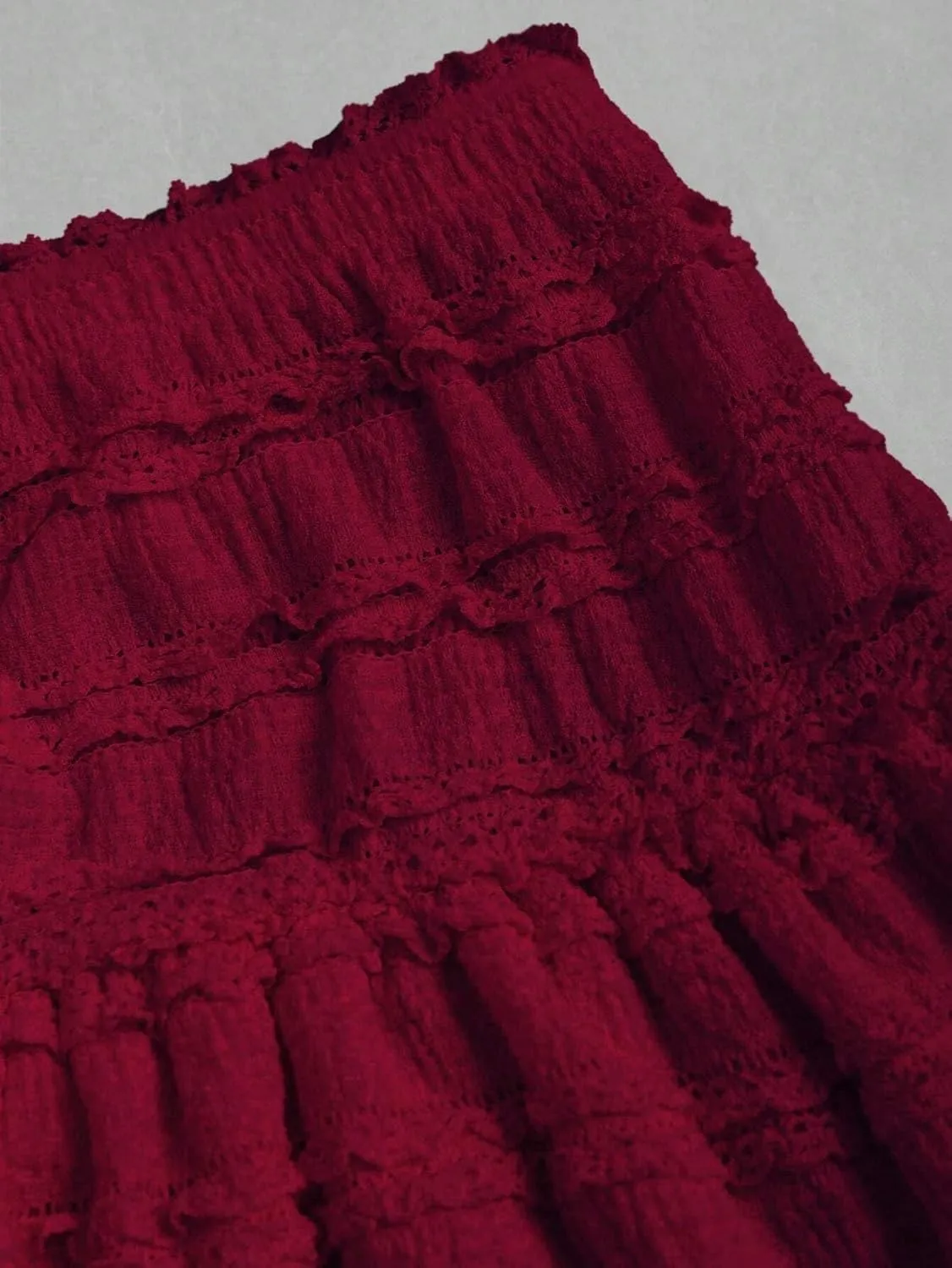 MARZXIN Mini Skirt for Women Color Textured Fabric Ruffle Trim Skirt Y2K Outfit Mini Short