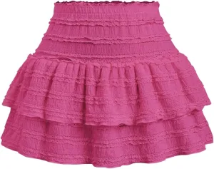 MARZXIN Mini Skirt for Women Color Textured Fabric Ruffle Trim Skirt Y2K Outfit Mini Short