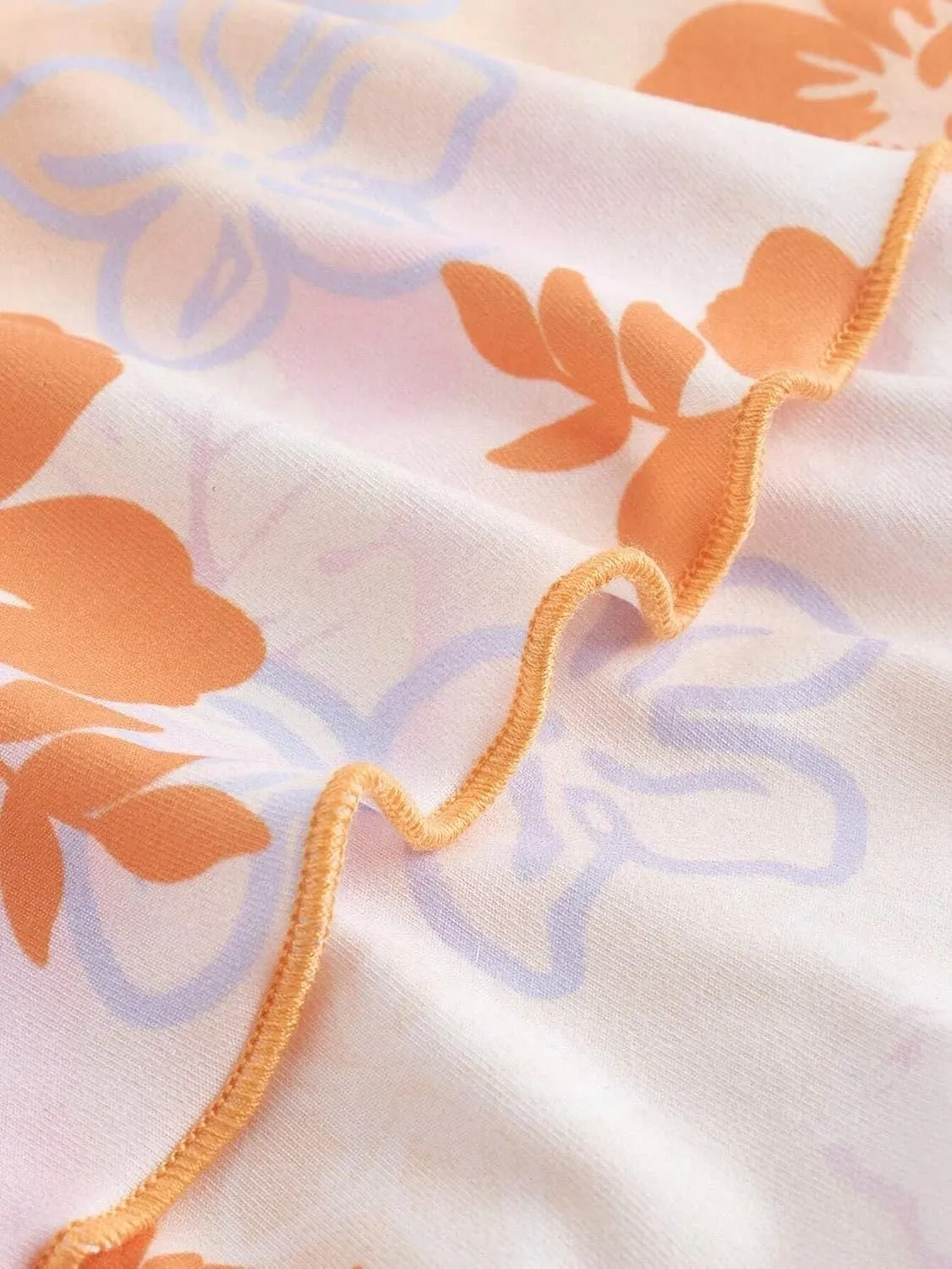 MARZXIN Mini Skirt for Women Side Tie Ruffled Hem Pleated Waist Floral Print A-Line Mini Skirt