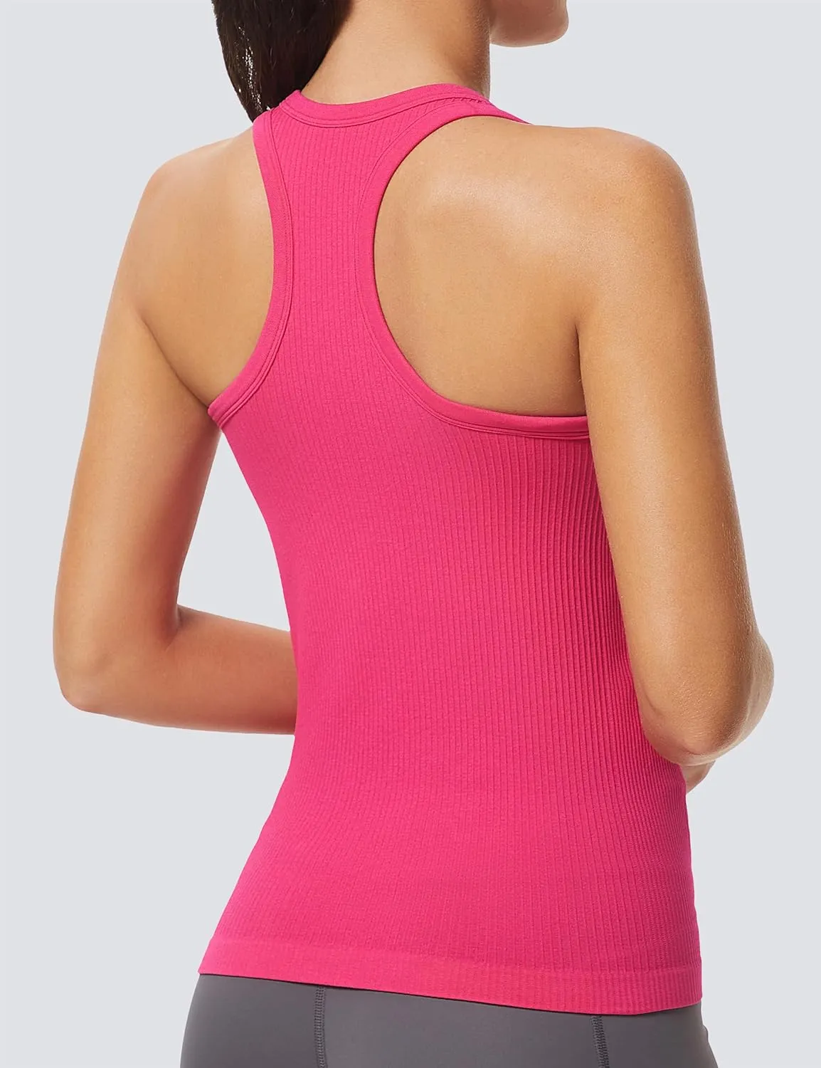 MathCat Workout Tank Tops for Women Athletic Basic Tanks Seamless Running Muscle Racerback Ribbed Yoga Tops with Built in Bra