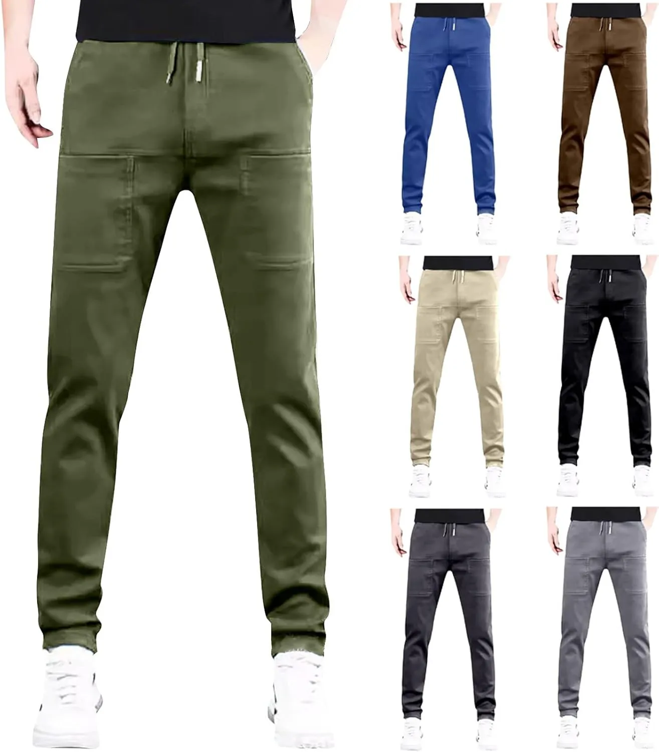 Mencomfy Cargo Pants Multipants - High Stretch Multi-Pocket Durable Cargo Pants Comfort Fit Stretch Cargo Pant