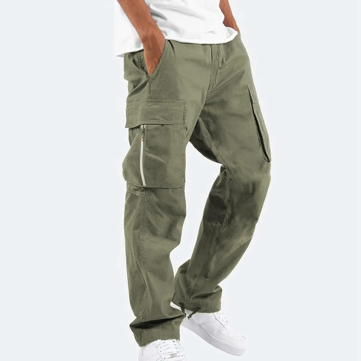 Men's Cargo Casual Sweatpants Multi-Pocket Durable Cargo Pants Casual Baggy Cargo Work Travel Pants Loose Fit Pants