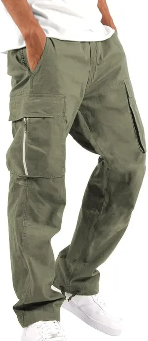 Men's Cargo Casual Sweatpants Multi-Pocket Durable Cargo Pants Casual Baggy Cargo Work Travel Pants Loose Fit Pants