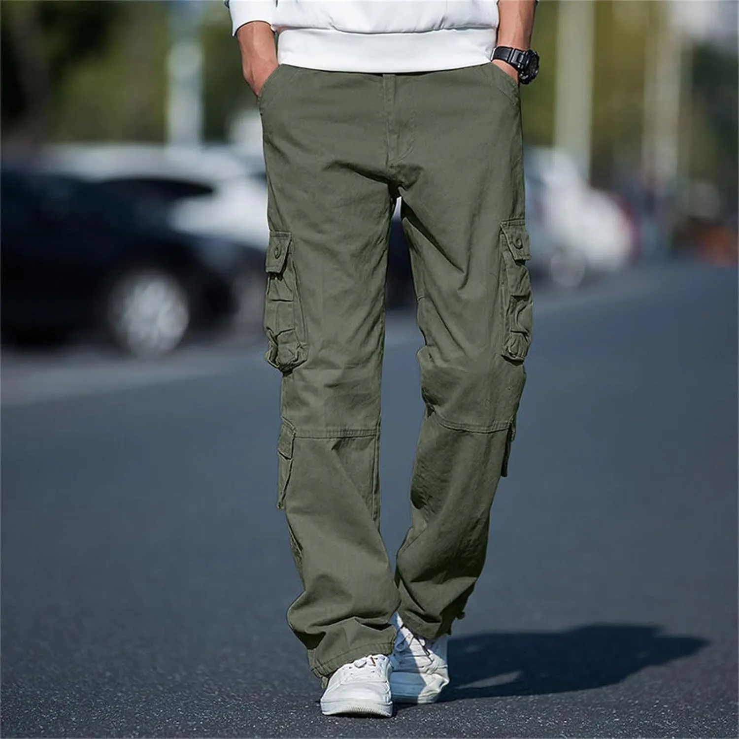 Mens Cargo Pant Mens Cargo Trousers Cotton Heavy Duty Multi Pockets Work Wear Outdoor Camping Pantalones Cargo Hombre
