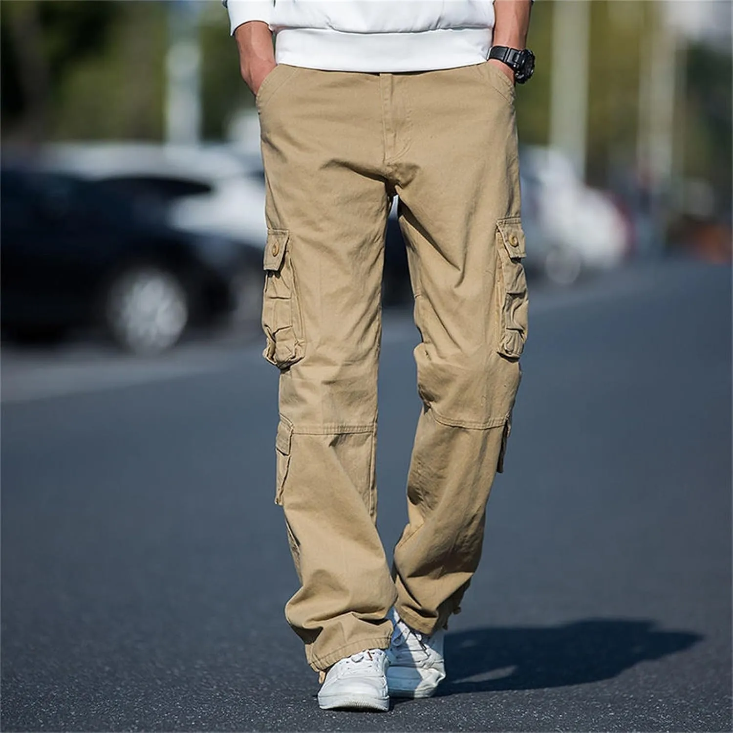 Mens Cargo Pant Mens Cargo Trousers Cotton Heavy Duty Multi Pockets Work Wear Outdoor Camping Pantalones Cargo Hombre