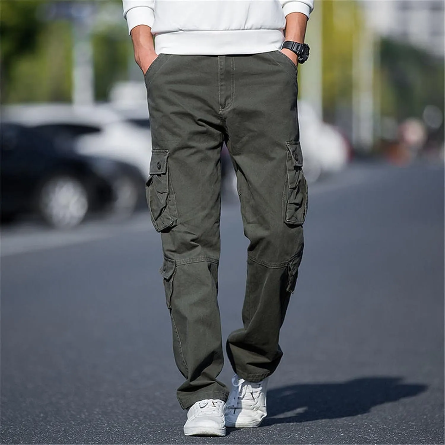 Mens Cargo Pant Mens Cargo Trousers Cotton Heavy Duty Multi Pockets Work Wear Outdoor Camping Pantalones Cargo Hombre