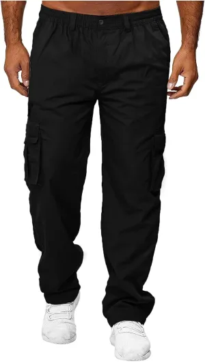 Men's Cargo Pants Casual Straight Sports Pant Outdoor Relaxed Fit Cargo Trouser Multi Pockets Cargo Trousers for Men