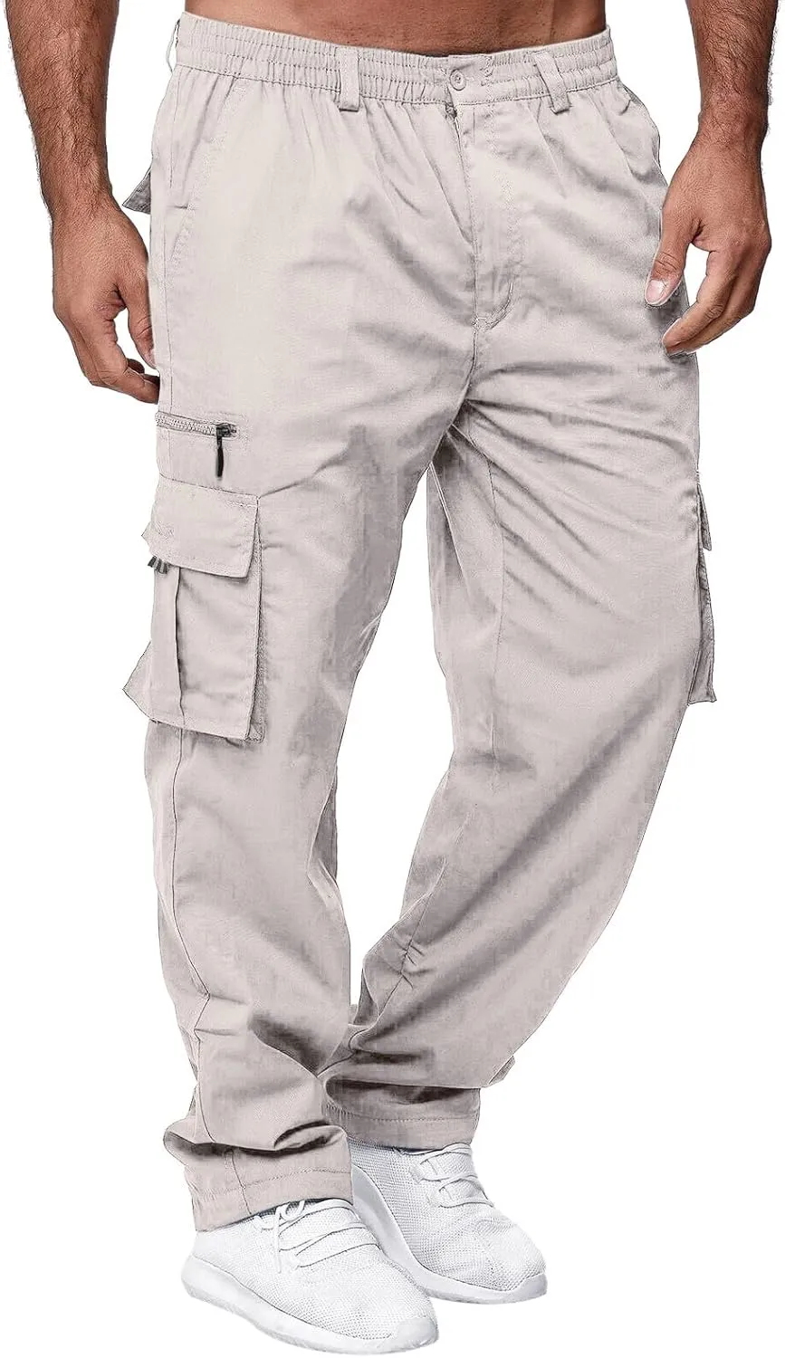 Mens Cargo Pants Print Cargo Pants Drawstring Stretch Elastic Waist Tapered Trousers Cotton Drawstring Chino Cargo Trousers