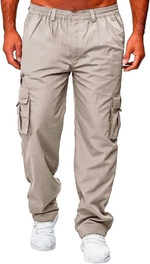 Mens Cargo Pants Print Cargo Pants Drawstring Stretch Elastic Waist Tapered Trousers Cotton Drawstring Chino Cargo Trousers