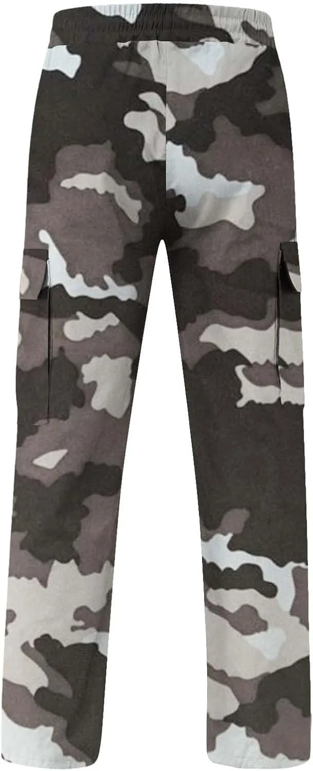 Mens Cargo Pants Print Cargo Pants Drawstring Stretch Elastic Waist Tapered Trousers Cotton Drawstring Chino Cargo Trousers