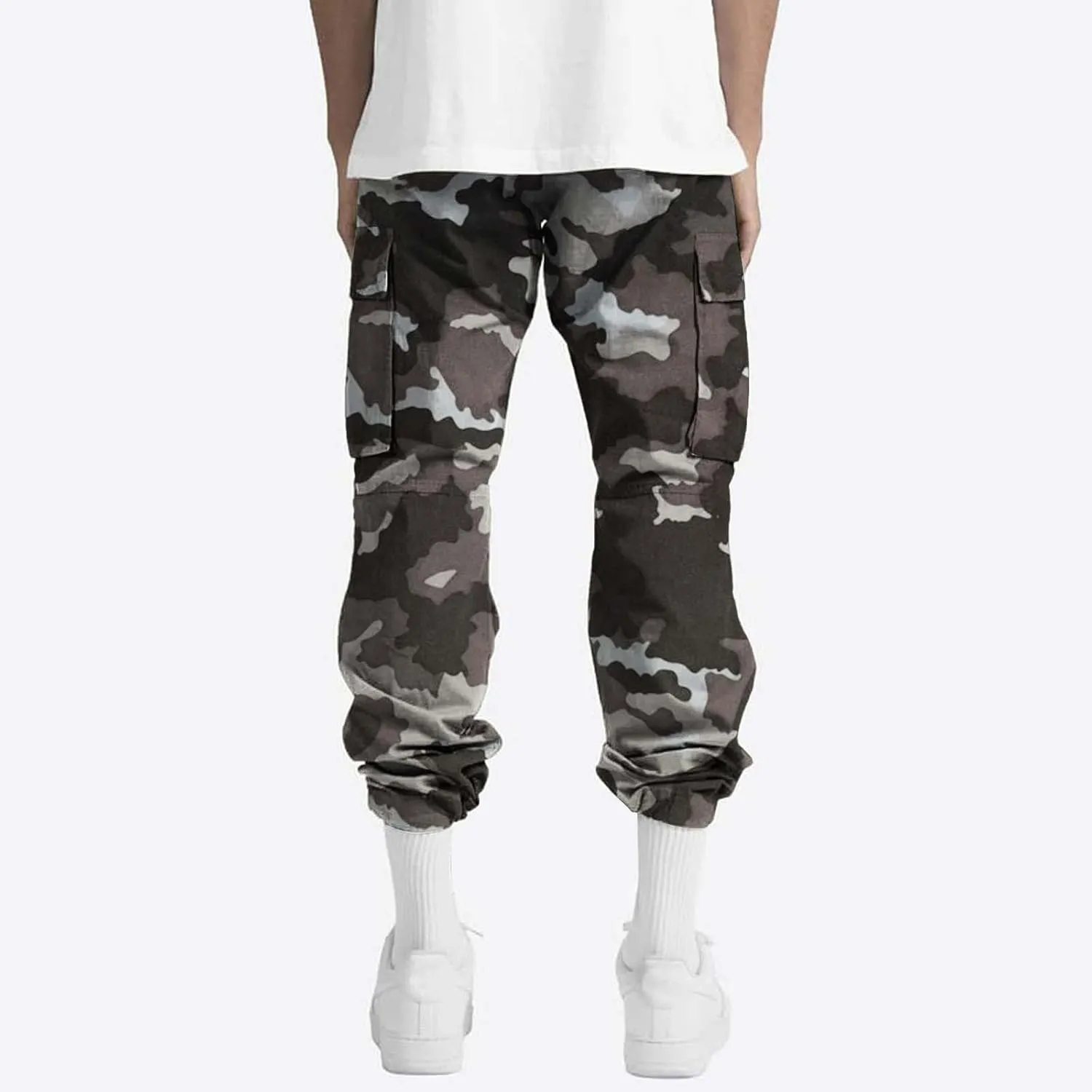 Mens Cargo Pants Print Cargo Pants Drawstring Stretch Elastic Waist Tapered Trousers Cotton Drawstring Chino Cargo Trousers