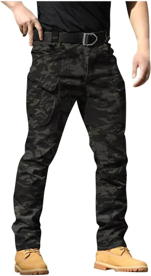 Mens Cargo Pants Relaxed Fit Stretch Work Tactical Pants Lightweight Outdoor Multi Pocket Stretch Travel Hiking Pants