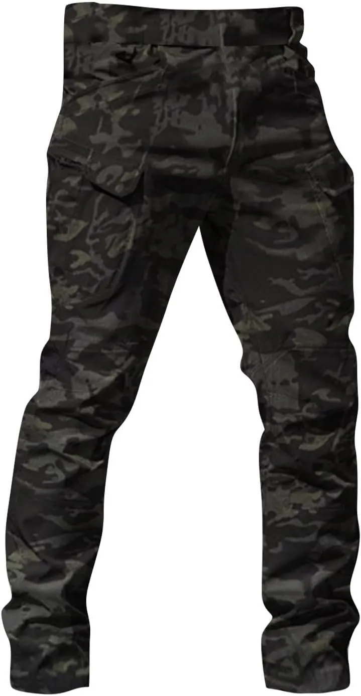 Mens Cargo Pants Relaxed Fit Stretch Work Tactical Pants Lightweight Outdoor Multi Pocket Stretch Travel Hiking Pants