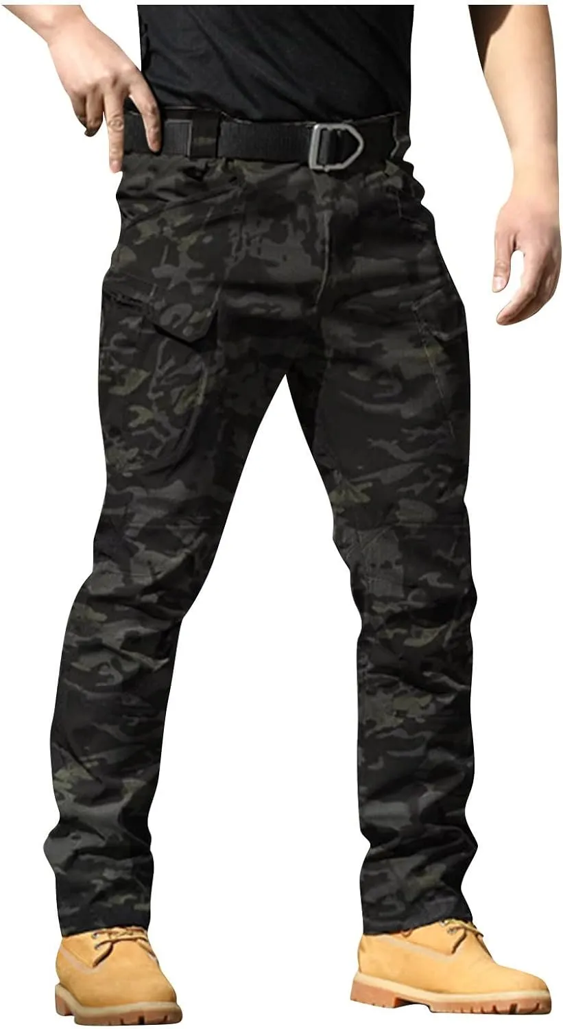 Mens Cargo Pants Relaxed Fit Stretch Work Tactical Pants Lightweight Outdoor Multi Pocket Stretch Travel Hiking Pants