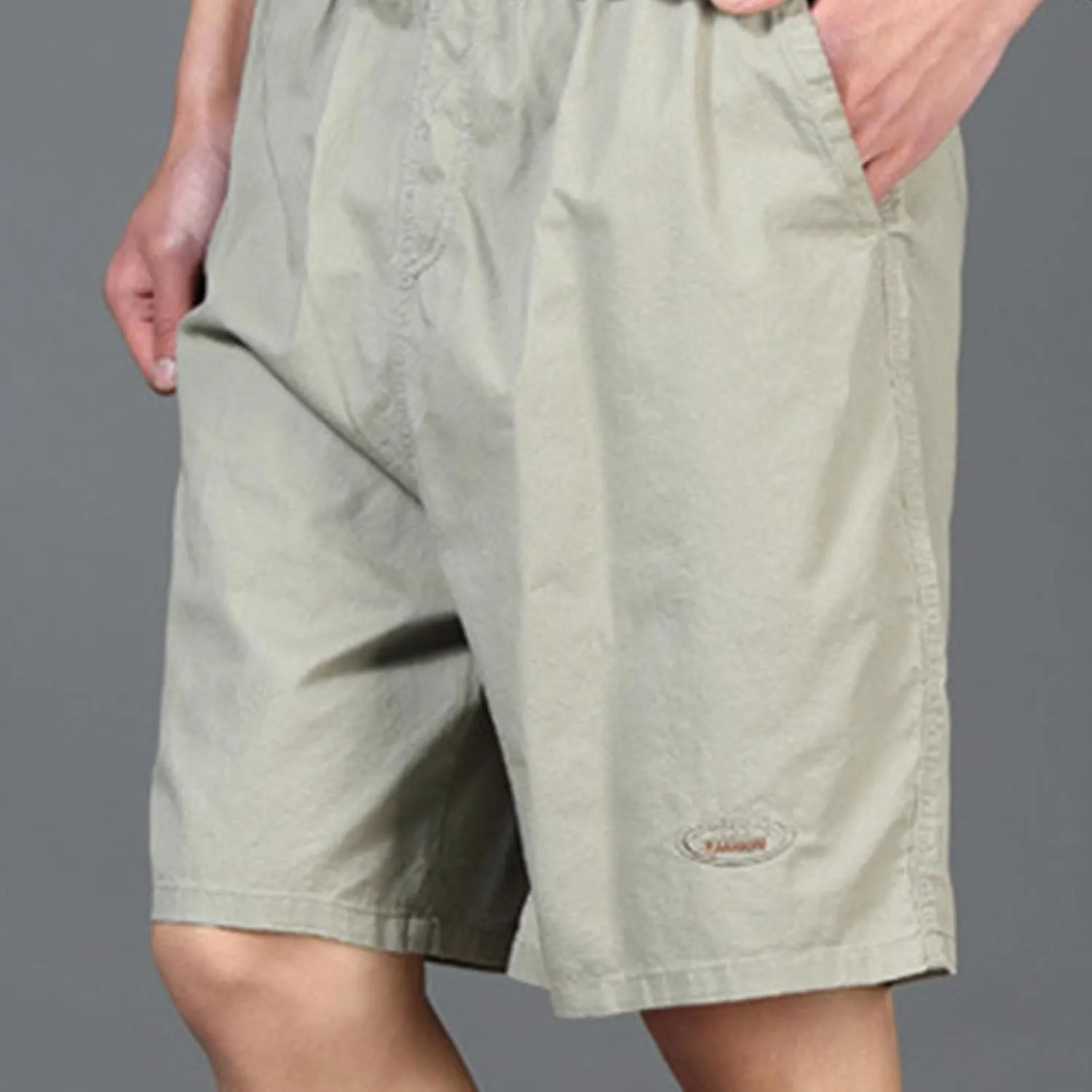 Men's Cargo Shorts Baggy Summer Cotton Work Shorts Stretch Waist Drawstring Outdoor Hiking Shorts Multi Pockets