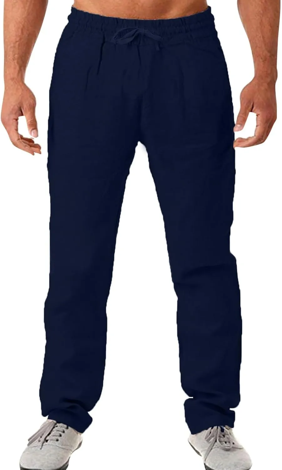 Mens Casual Linen Pants Elastic Waist Drawstring Trousers Athletic Gym Sweatpants Hiking Hunting Work Pant Chinos Pants Men Mens Activewear Pants