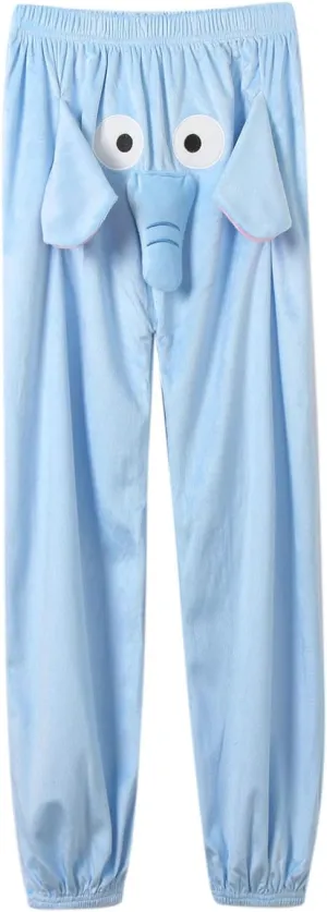 Mens Christmas Pyjama Jogger Novelty Elephant 3D Pattern Loose Lounge Sleepwear Flannel Leisure Pajama Pant