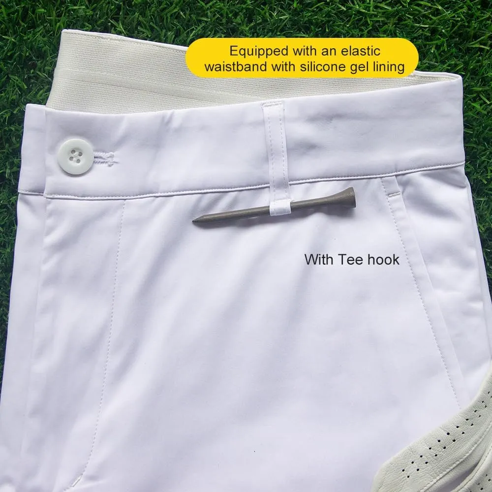 Men's Classic-Fit Stretch Golf Pant Stretch White Slim Fit Lightweight Work Casual Trousers
