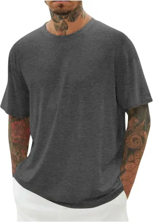 Mens Cotton T-Shirt Crew Neck Short Sleeve Tee Shirts Hipster Hip Hop Streetwear Casual Tops Gym Muscle Shirts