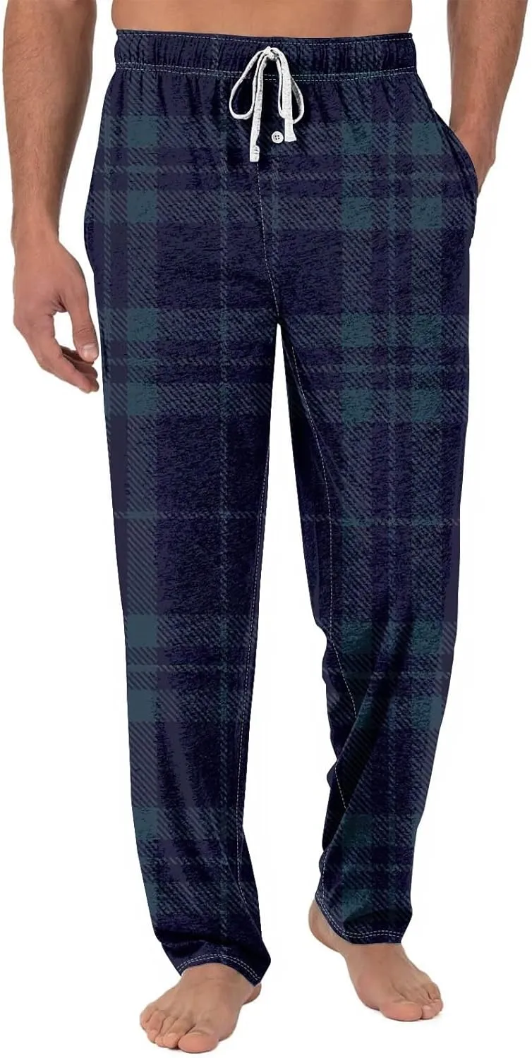 Mens Knitted Pj Pants Matching Christmas Pajamas for Family Casual Breathable Pj Pants Adjustable Drawstring Pants