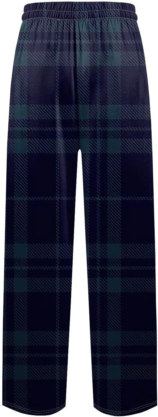 Mens Knitted Pj Pants Matching Christmas Pajamas for Family Casual Breathable Pj Pants Adjustable Drawstring Pants