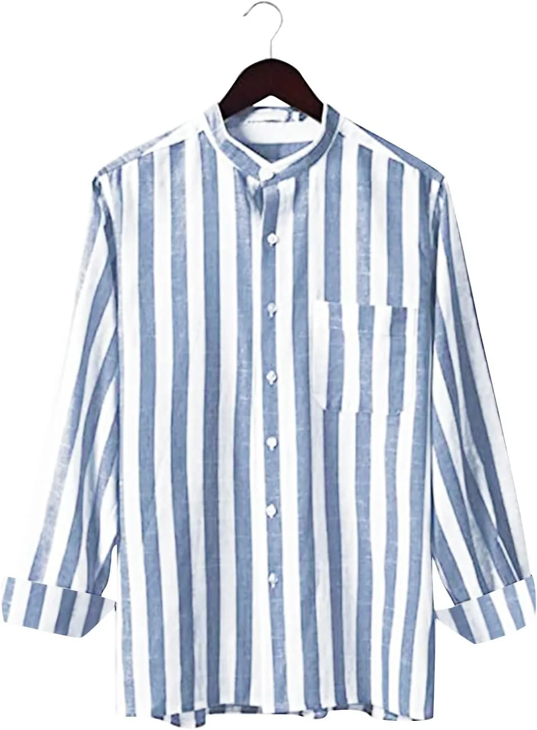 Men's Long Sleeve Button Up Shirts Collar Pocket Long Sleeve Shirt Top Long Sleeve Shirts for Men Casual Shirts for