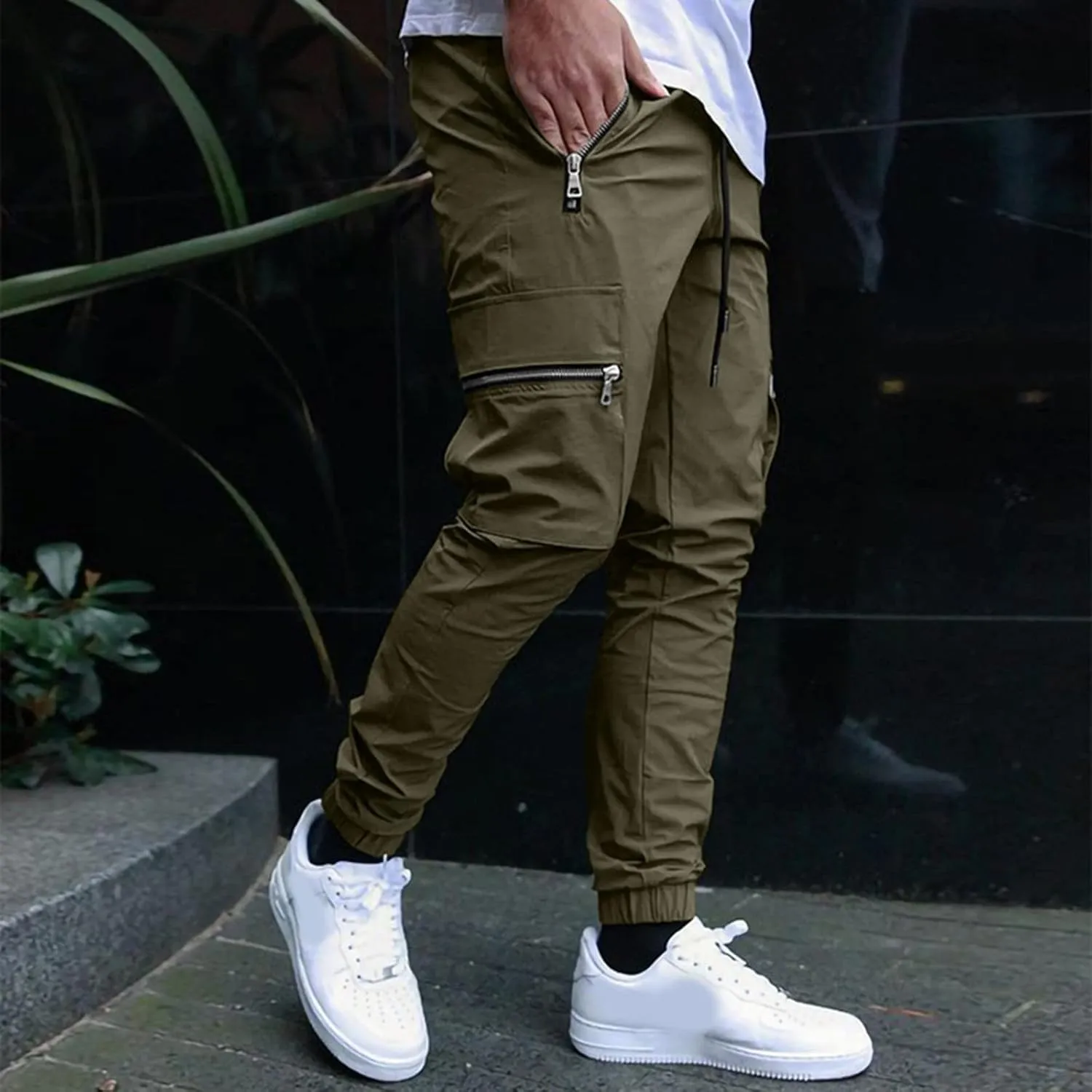 Mens Loose Cargo Pants Multi-Pocket Men's Trousers Tooling Solid Men's Pants Men's Cargo Jogger Sweatpants Cargo