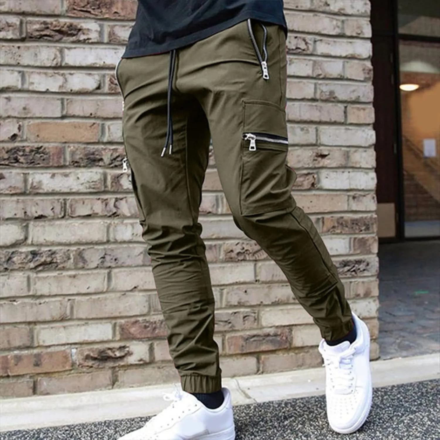Mens Loose Cargo Pants Multi-Pocket Men's Trousers Tooling Solid Men's Pants Men's Cargo Jogger Sweatpants Cargo
